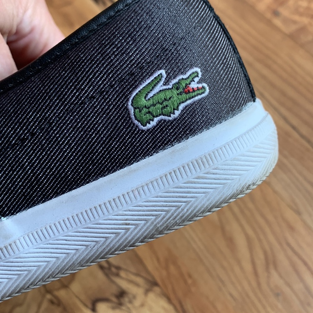 Lacoste men’s size 42 EU black slip on sneakers vegan canvas shoes comfy VGUC - Picture 4 of 13